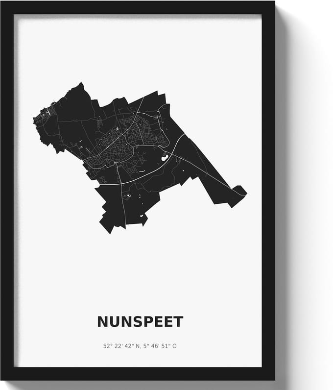 Poster Nunspeet A4 - 21 x 30 cm - Zwart/Wit (Exclusief Lijst)