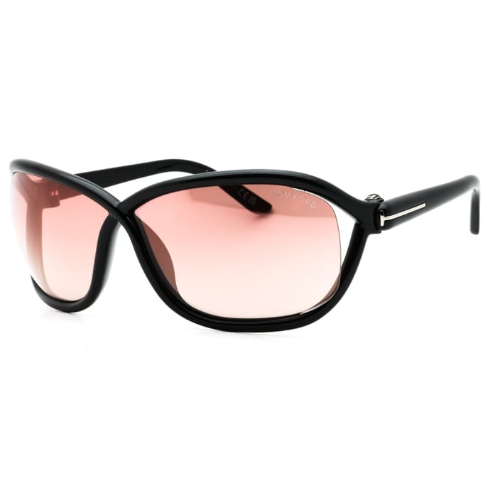 Tom Ford Mirror Velvet Lens Glanzende Zwarte Zonnebril