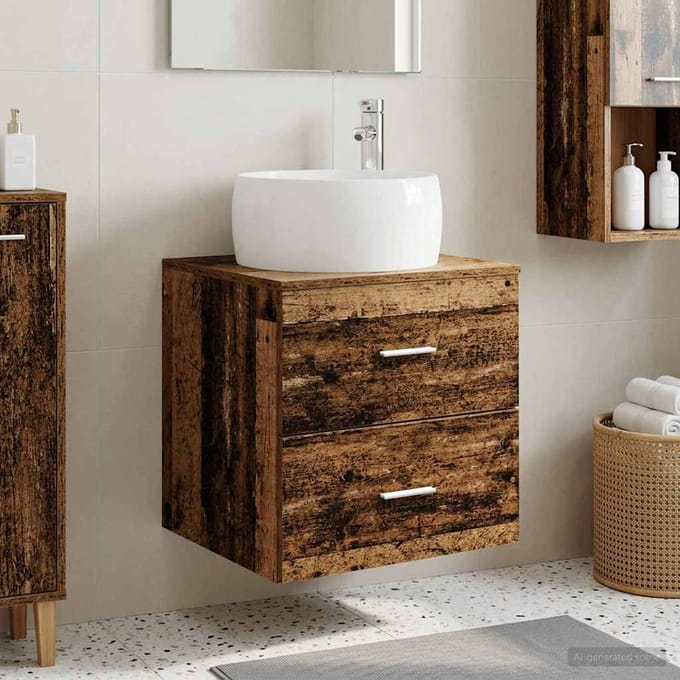vidaXL - Wandgemonteerde - wastafel - van - een - meubel - Oud - hout
