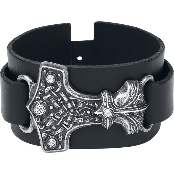 Alchemy Gothic - Gothic Lederen armband - Thor's Hammer - voor Mannen - standaard