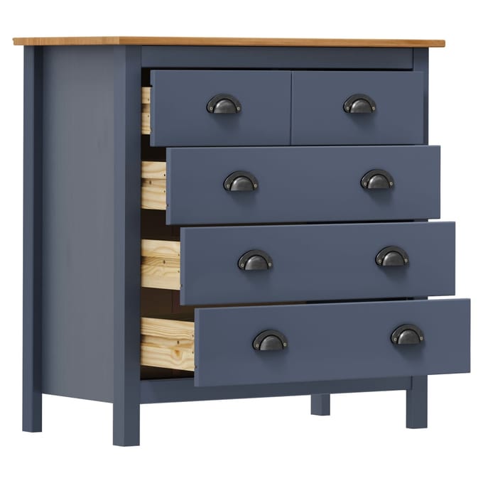 vidaXL - Dressoir - Hill - 79x40x80 - cm - massief - grenenhout - grijs
