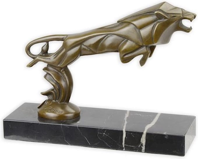 Springende leeuw - Bronzen beeld - - 16,9 cm hoog