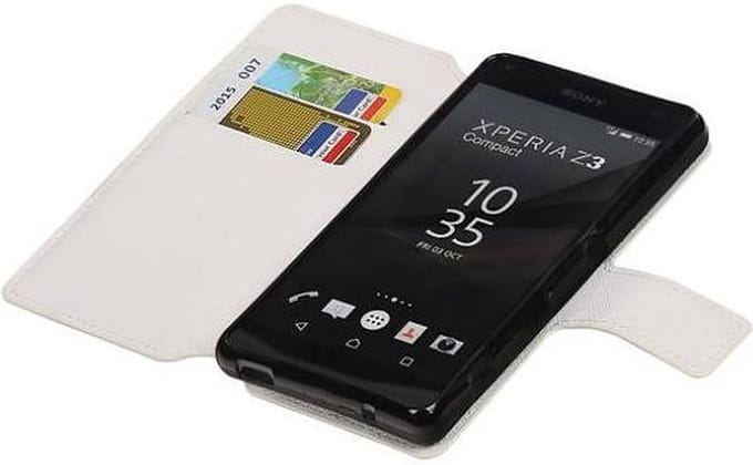 Cross Pattern TPU Bookstyle Wallet Case Hoesje Geschikt voor Xperia X Compact Wit