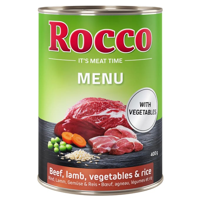 Voordeelpakket Rocco Menu 24 x 400 g - Rund, Lam, Groente & Rijst