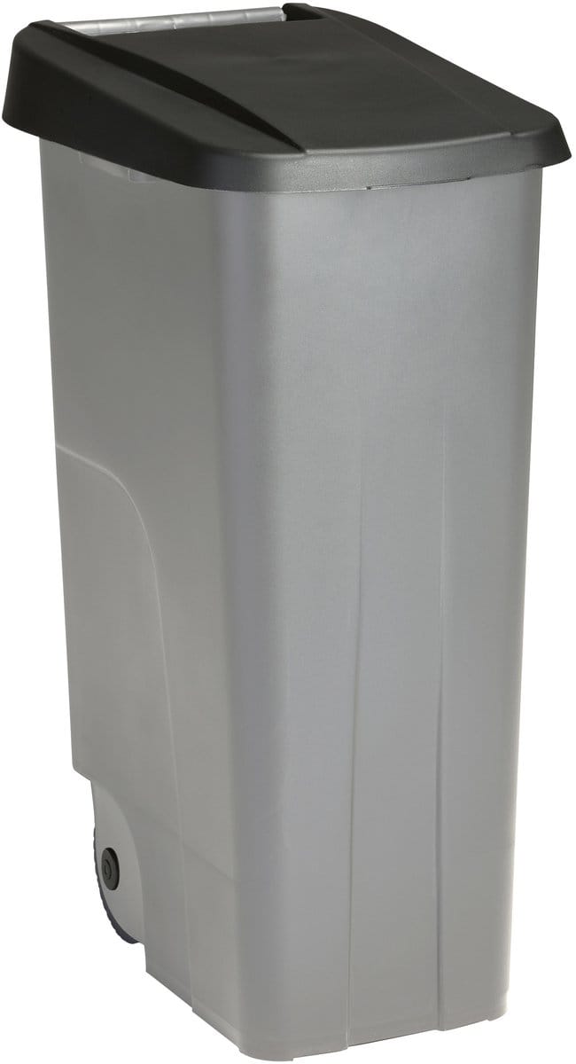 Sunware Afvalcontainer/rolemmer Basic - zwart - 110 liter - 57 x 42 x 88 cm - huis/tuin afval scheiden