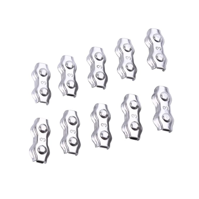 Lot de 10 pinces duplex M3 en acier inoxydable pour câbles et câbles blanc