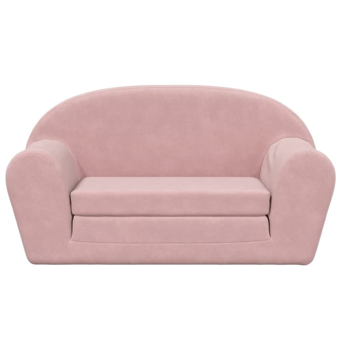 vidaXL - Kinderslaapbank - 2-zits - zacht - pluche - roze