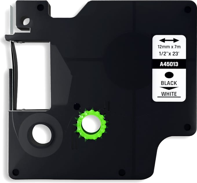 Boxstuff - Dymo D1 compatible 45013 - S0720530 tape - Zwart op wit - 12 mm x 7 m