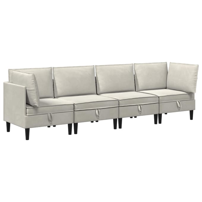 vidaXL - Woonkamer - Meubelset - 4 - st - Crèmekleurig - Fluweel
