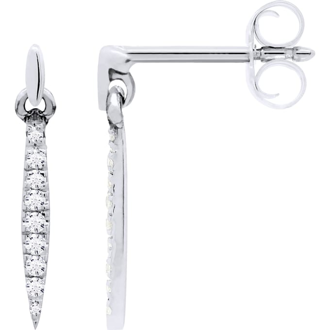 Oorbellen Dangle Sieraden Diamanten 0.070 Cts White Gold