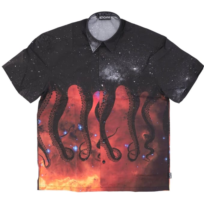 Galaxy Shirt Heren overhemd met korte mouwen Zwart