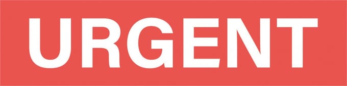 Urgent sticker, oranje wit 200 x 50 mm