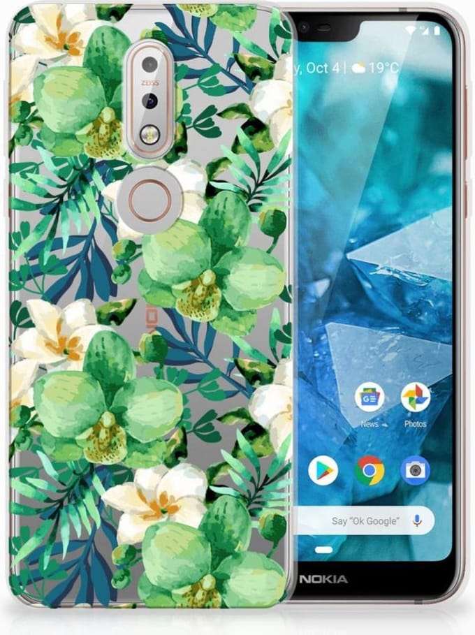 Nokia 7.1 TPU Case Orchidee Groen