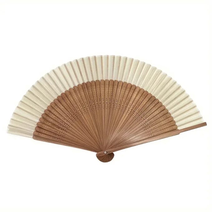 @ Lu’s Today® – Basic Household Essentials – Bamboe Waaier – Handwaaier – Opvouwbaar – hout/Ecru - Elegant – Verkoeling