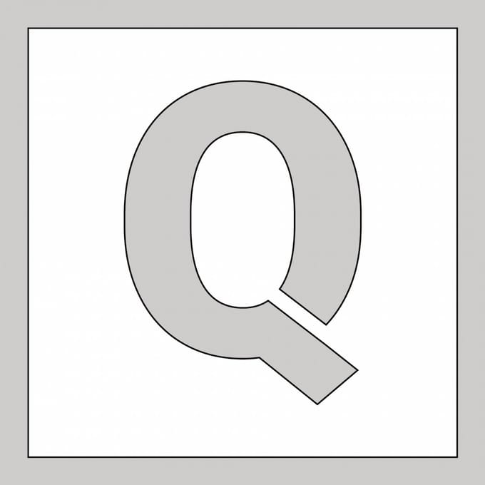 Spuitsjabloon letter Q - dibond 500 x 500 mm