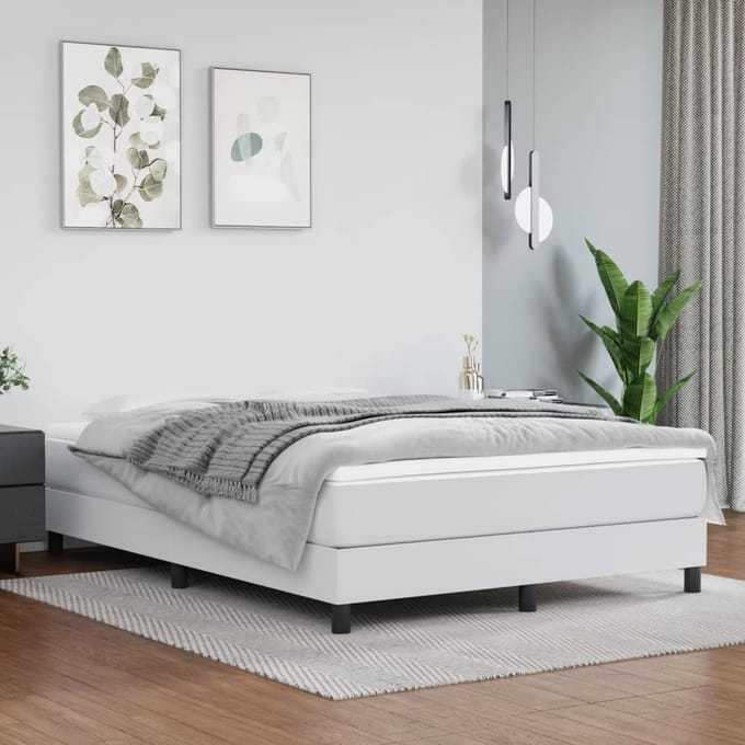 vidaXL - Boxspring - bed - kunstleer - wit - 140x190 - cm