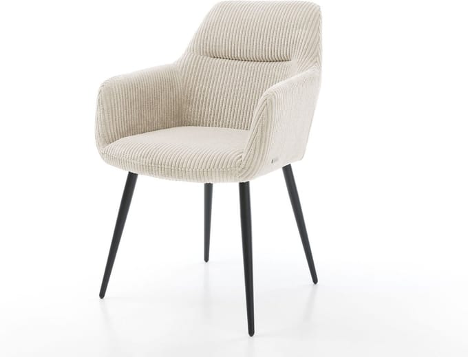 Gestoffeerde-stoel Pejo-Flex 4-poot conisch zwart koord beige pocketveer kern