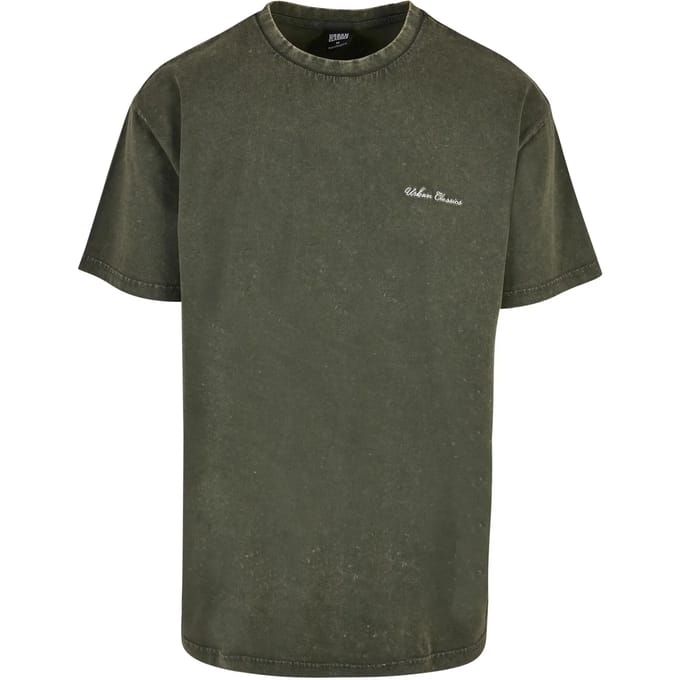 Urban Classics - Oversized Small Embroidery Heren Tshirt - L - Groen