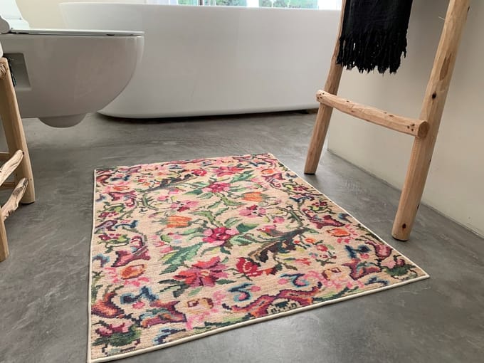 Badmat met zacht pool bruin roze 90cm x 70cm