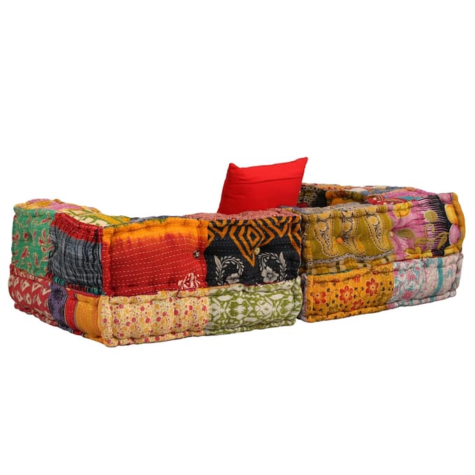 vidaXL - Poef - tweezits - modulair - stof - patchwork