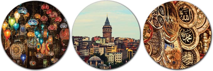 Forex Muurcirkel Set -  Set Istanbul - Set van 3 Wandcirkels met Ophangsystemen - 35x35x35