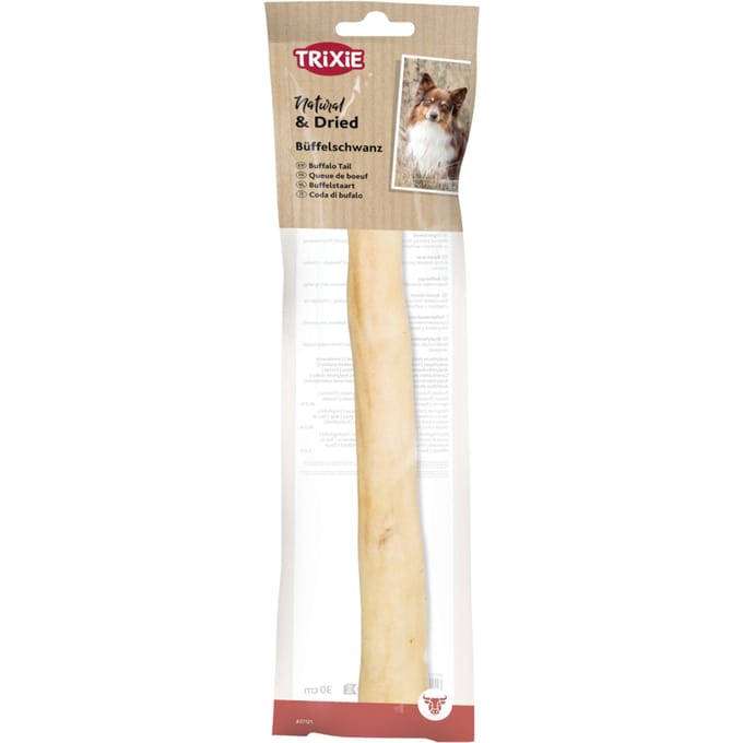 Voordeelpakket: 6 stuks Trixie Natural & Gedroogde buffelstaart 30 cm hondensnack