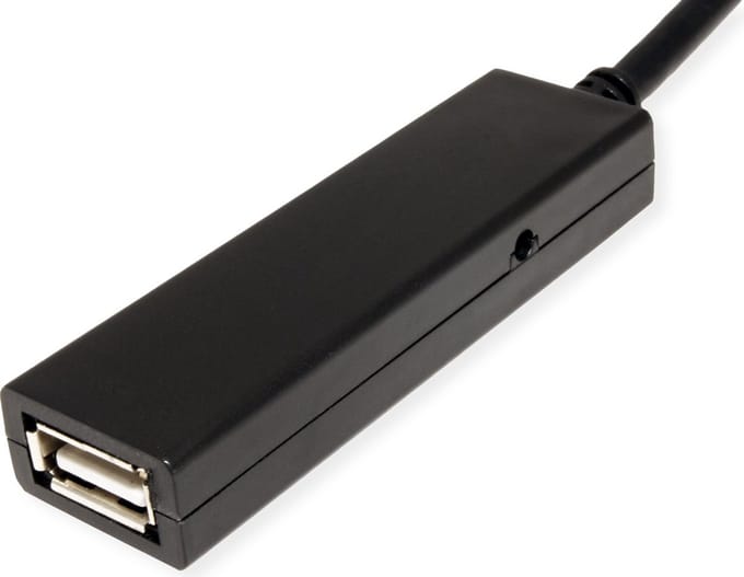 VALUE USB 2.0 Verleng kabel met actieve Repeater, A - C, zwart, 10 m
