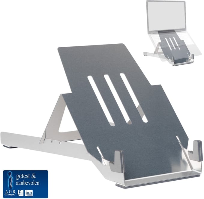 R-Go Riser Basic - Ergonomische Laptop Standaard Verstelbaar - Hylite Aluminium - 10-22 inch - Laptophouder - Zilver
