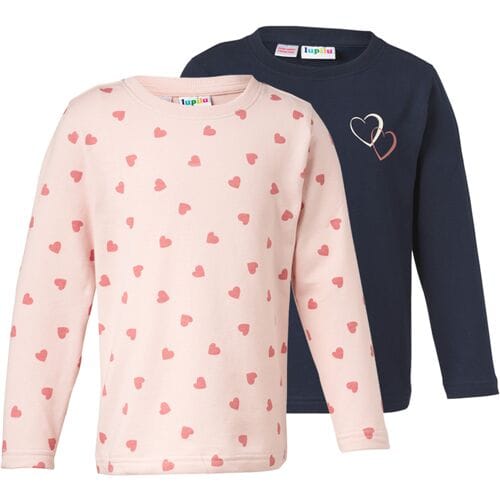 LUPILU Set van 2 kinder thermoshirts (Lichtroze/donkerblauw, 122/128)
