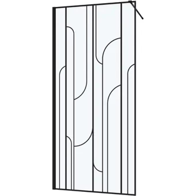 Aurlane Inloopdouchewand Art Deco - 6mm Gehard Glas - Mat Zwart - 90x195cm
