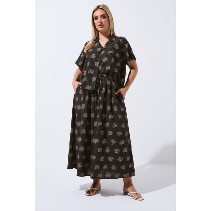 Limited Collection Yours Donkerbruine Maxirok Met Zonprintsize 48