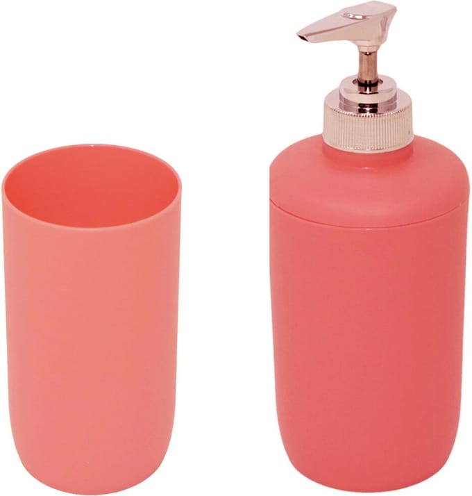Concorde Badkamer accessoires - beker/zeeppompje - kunststof zalmroze