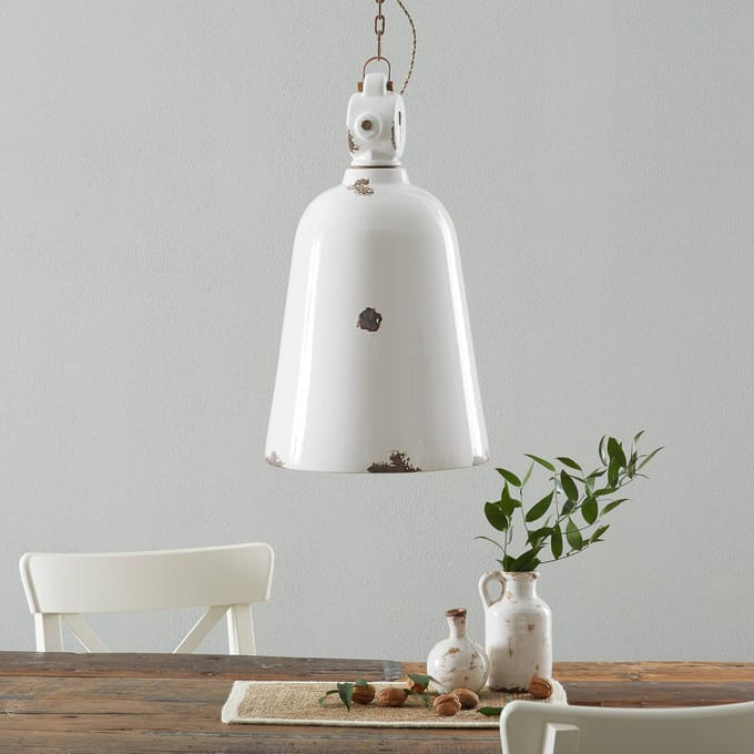 Ferroluce Vintage hanglamp C1745, conisch, wit