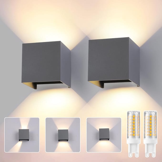 Wandlamp Buiten/Binnen IP65 Waterdicht LED Kubus 3000K Warmwit Licht Aluminium