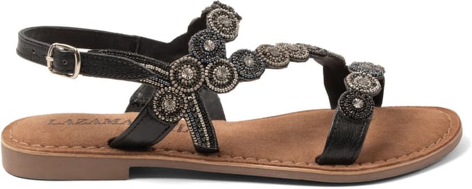Lazamani - Helena Dames Sandalen Leer Black - Maat 39