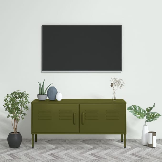 vidaXL - Tv-meubel - 105x35x50 - cm - staal - olijfgroen