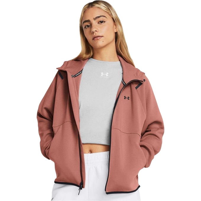 Under Armour Dames/Dames Raglan Full Zip Hoodie (Roze Mergel)