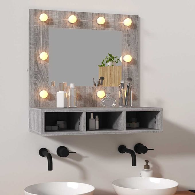 vidaXL - Spiegelkast - met - LED-verlichting - 60x31,5x62 - cm - grijs - sonoma