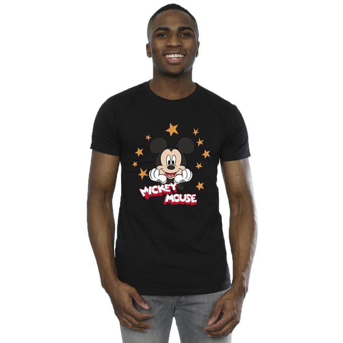 Disney Heren Mickey Mouse Sterren T-Shirt (Zwart)