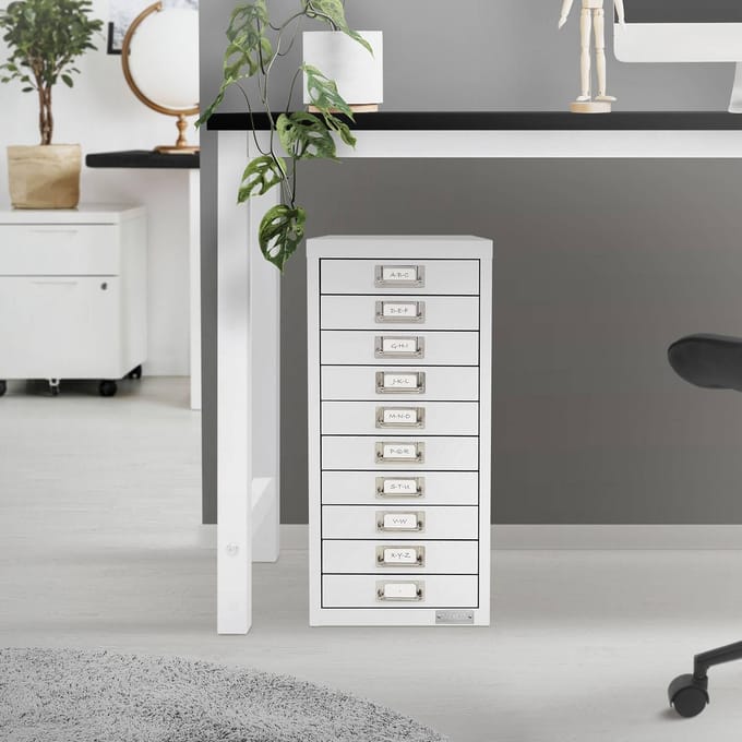 Archiefkast met 10 laden 28x38x60 cm wit metaal ML design