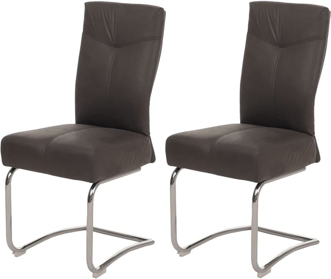 Set van 2 eetkamerstoelen MCW-G56, keukenstoel sledestoel, textiel suèdelook ~ grijs