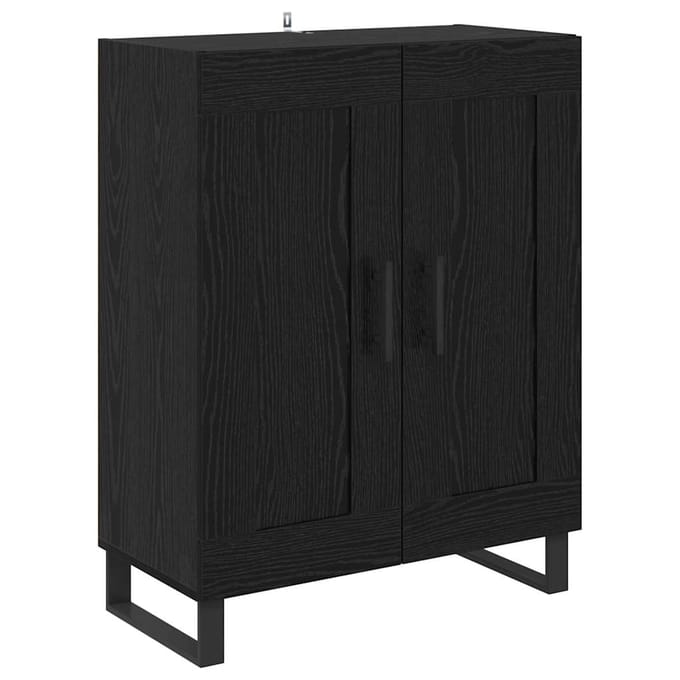 vidaXL Dressoir Zwart Eiken 69,5 x 34 x 90 cm Gemonteerd hout en ijzer