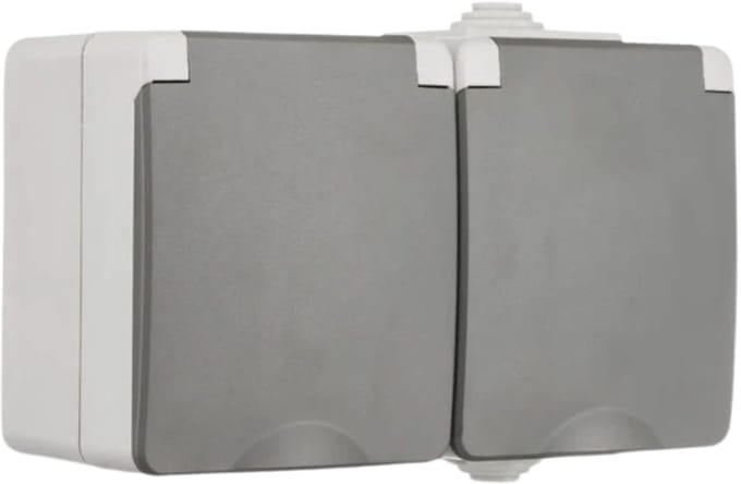 ION Industries - Contactdoos spatwaterdicht - opbouw - 2-voudig - randaarde - IP55 - grijs
