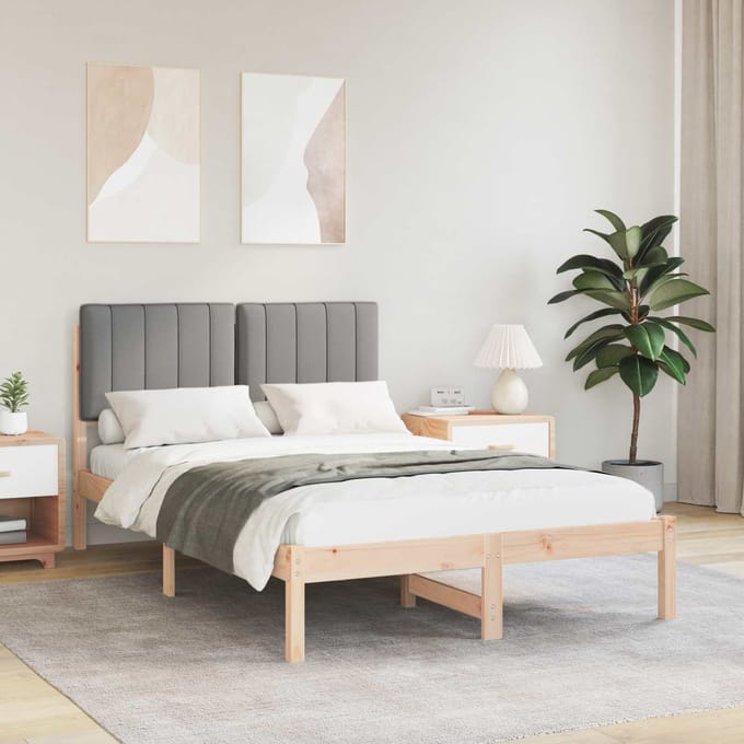 vidaXL - Bedframe - met - Gevoerde - Hoofdbord - Lichtgrijs - 120 - x - 190 - cm