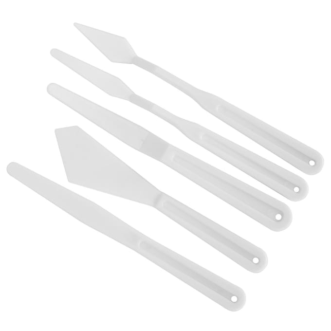 5-delige set plastic paletmessen, draagbare spatels voor olieverfschilderen, accessoire voor schildergereedschap white