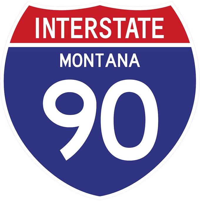 Signs USA - wandbord - dibond - Interstate 90 - Montana - 39 x 39 cm