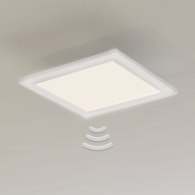 BRILONER PIATTO - Plafonnière - plafondlamp met bewegingssensor - ultraflat - LED lamp 12W - 1.300 Lumen - daglichtsensor - vierkant - wit - 29,5 cm