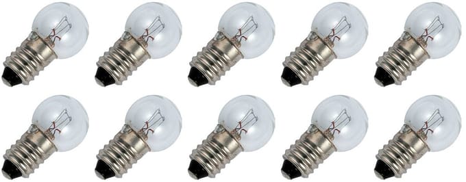 Signaallamp E10 12V 6W - 500 mAh - 10 stuks - G15 Gloeilamp Ø15mm - 29mm - 2500K - Dimbaar