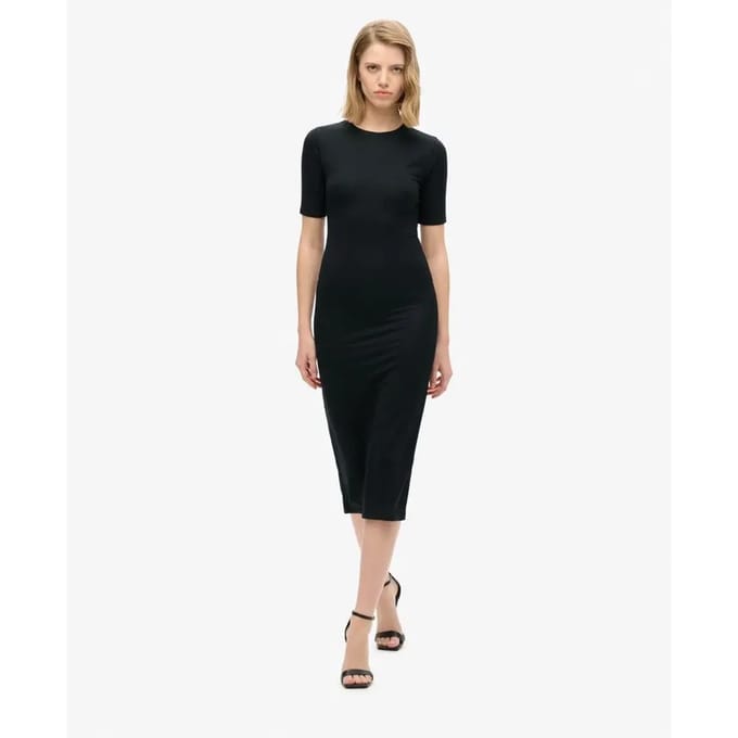 Superdry - Jersey midi-jurk met korte mouwen - Dames - Jurken
