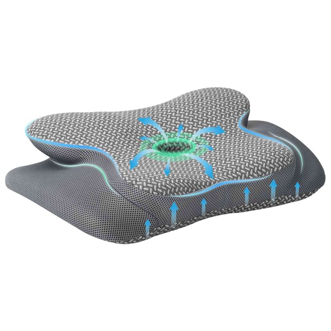 vidaXL - Nek - kussen - Grijs - Traagschuim - 58 - x - 38 - x - 12 - cm
